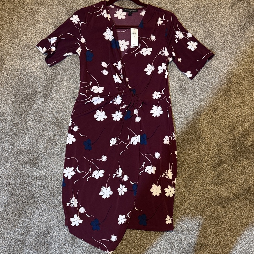 Banana Republic Factory Burgundy Floral Midi Dress
